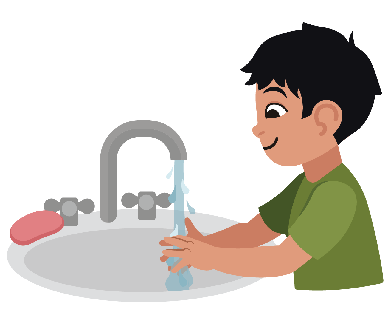 boy washing his hands