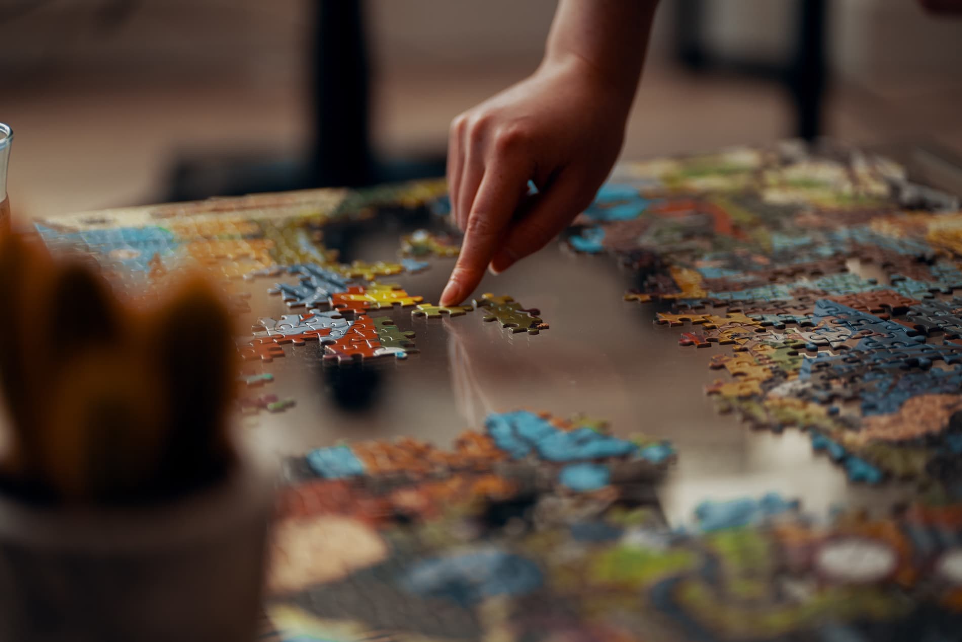 person interacting with a puzzle